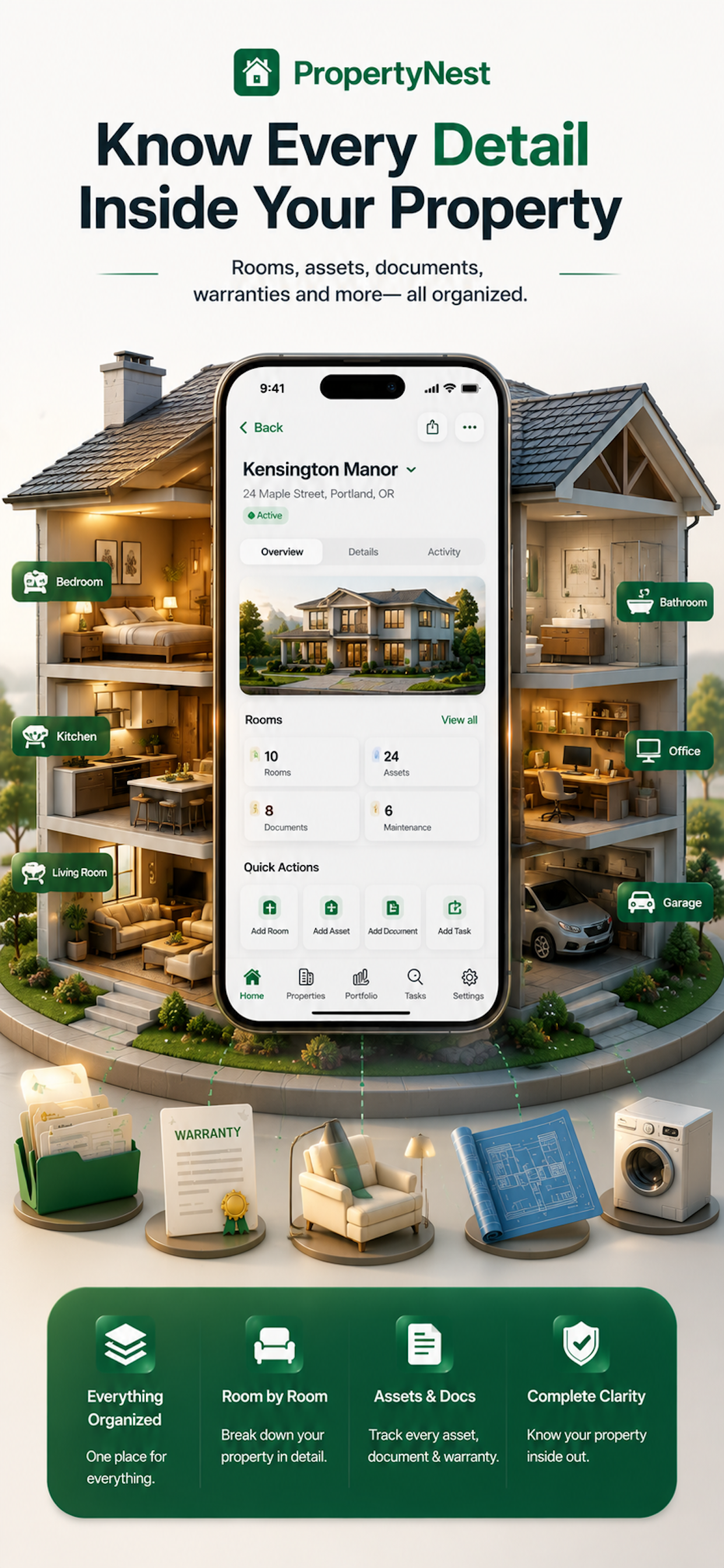 PropertyNest room organization and asset tracking