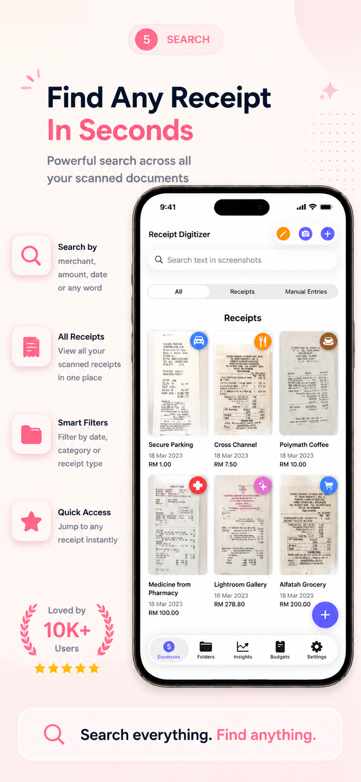Receipt Digitizer categories