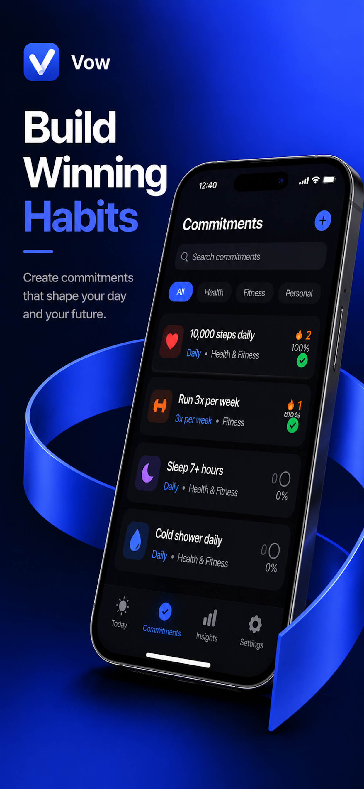 Vow - Daily commitment check-in view
